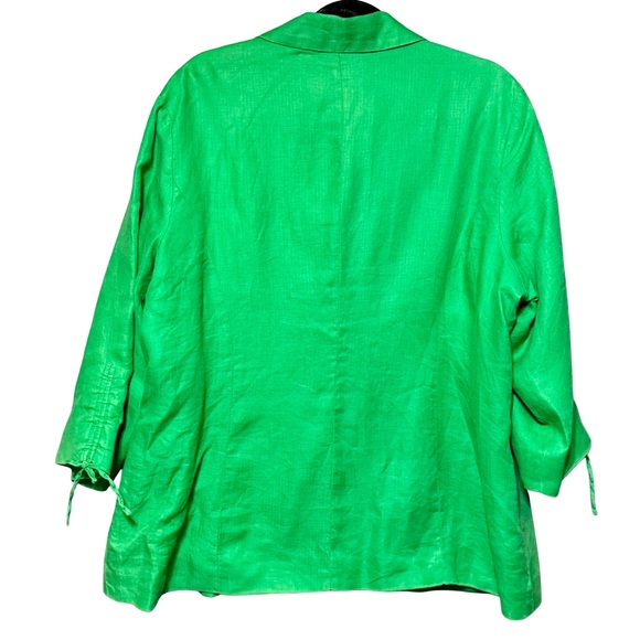 Coldwater Creek Bella 100% Linen Tie Sleeve Lightweight Green Blazer size 20-22 - Picture 6 of 11